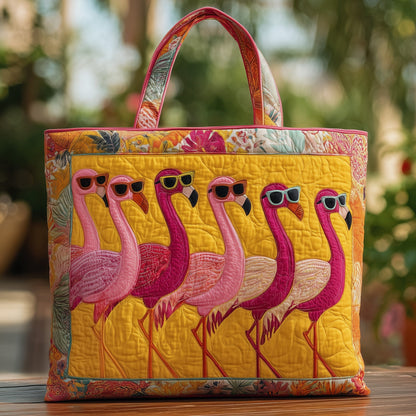 Everyday Flamingos Sunglasses Quilted Tote
