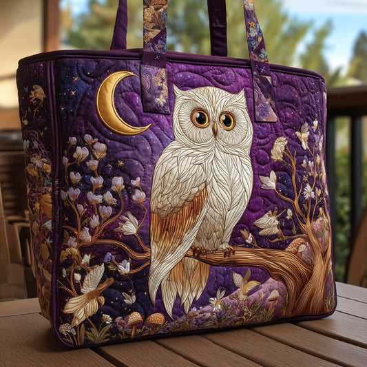 Owl Moon Floral Quilted Tote