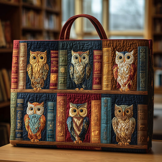 Everyday Owls Books Quilted Tote