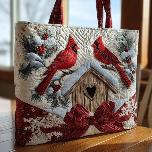 Everyday Winter Cardinal Quilted Tote