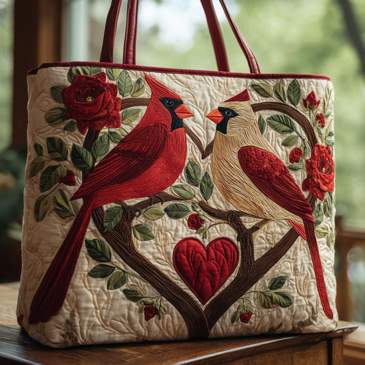 Everyday Cardinals Heart Quilted Tote