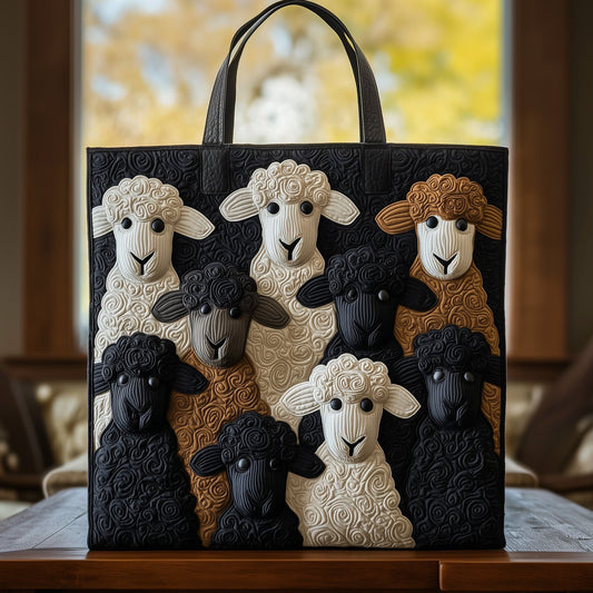Sheep Faces Applique Quilted Tote