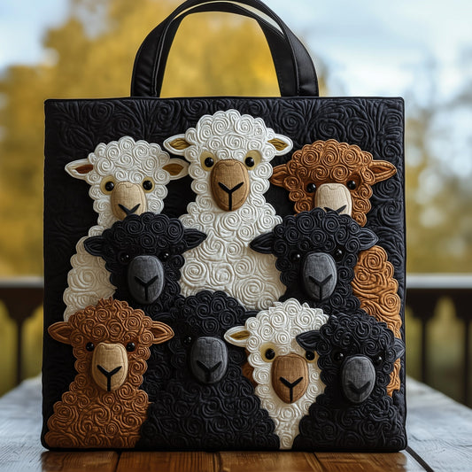Sheep Group Applique Quilted Tote