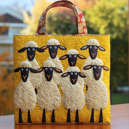 Fluffy Happy Sheep Quilted Tote