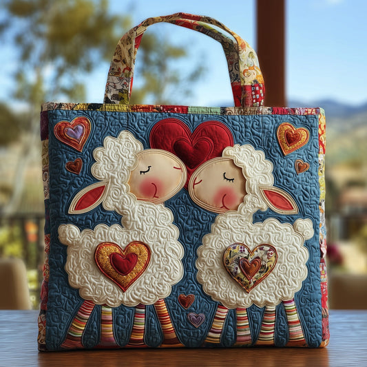 Two Sheep Hearts Quilted Tote