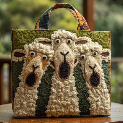Silly Funky Sheep Quilted Tote