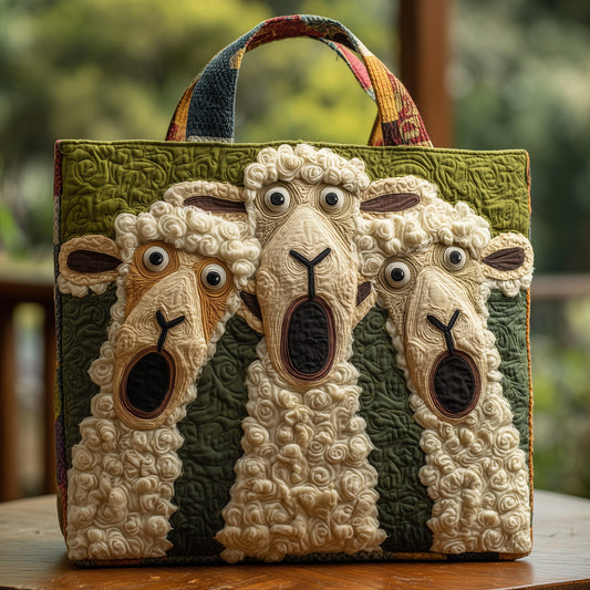 Silly Funky Sheep Quilted Tote