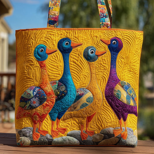 Everyday Colorful Ducks Quilted Tote