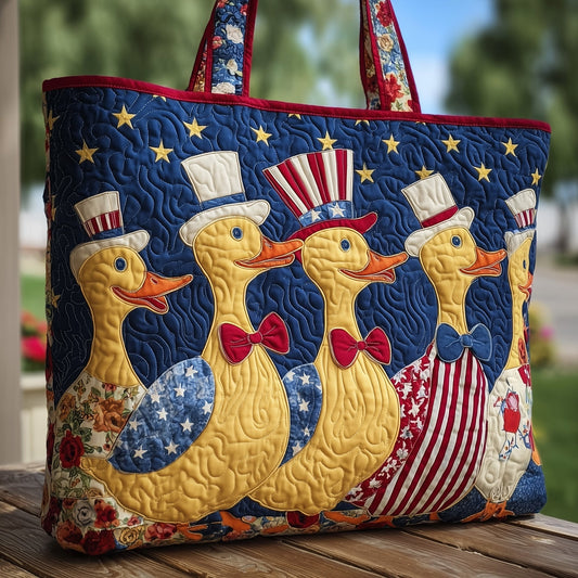 Everyday Patriotic Ducks Quilted Tote