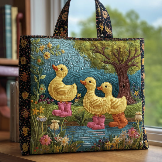 Duck Family Boots Quilted Tote