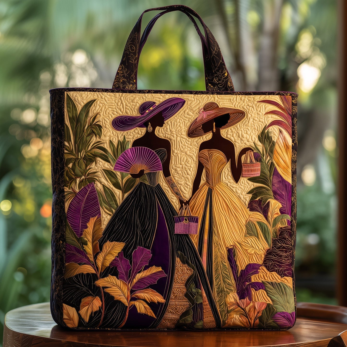 Elegant Women In Hats Quilted Tote