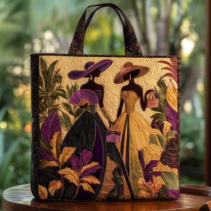 Elegant Women In Hats Quilted Tote
