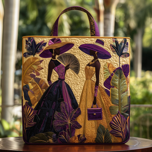 Two Women In Hats Quilted Tote