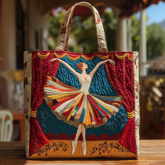 Ballet Dancer On Stage Quilted Tote