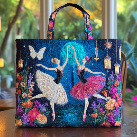 Ballet Dancers Flowers Quilted Tote