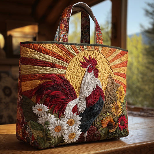 Everyday Rooster Sunburst Quilted Tote
