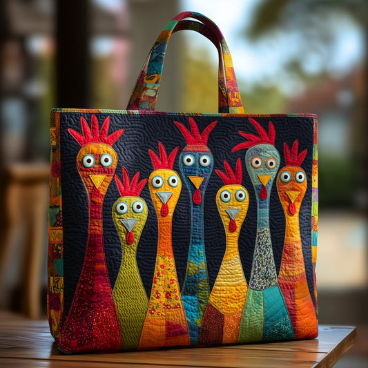 The Colorful Chicken Quilted Tote 8759