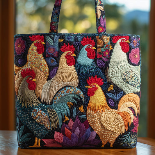 Colorful Roosters Hens Tote Bag