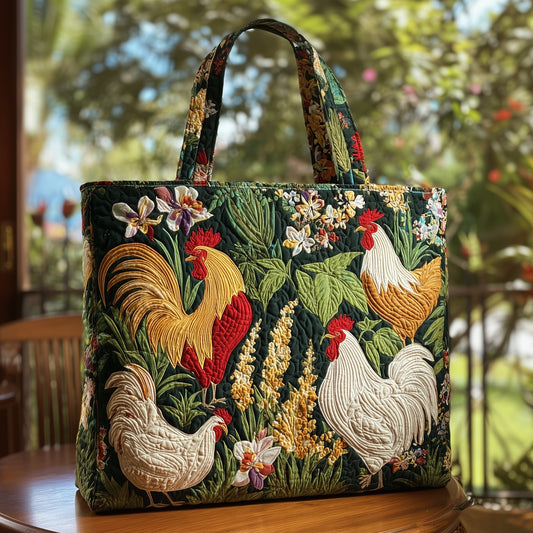 The Rooster Garden Quilted Tote