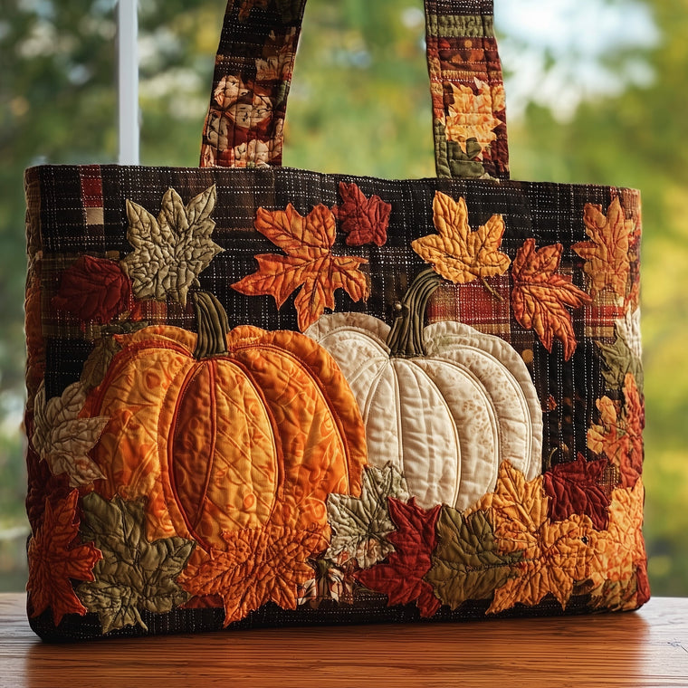 Everyday Autumn Pumpkin Quilted Tote
