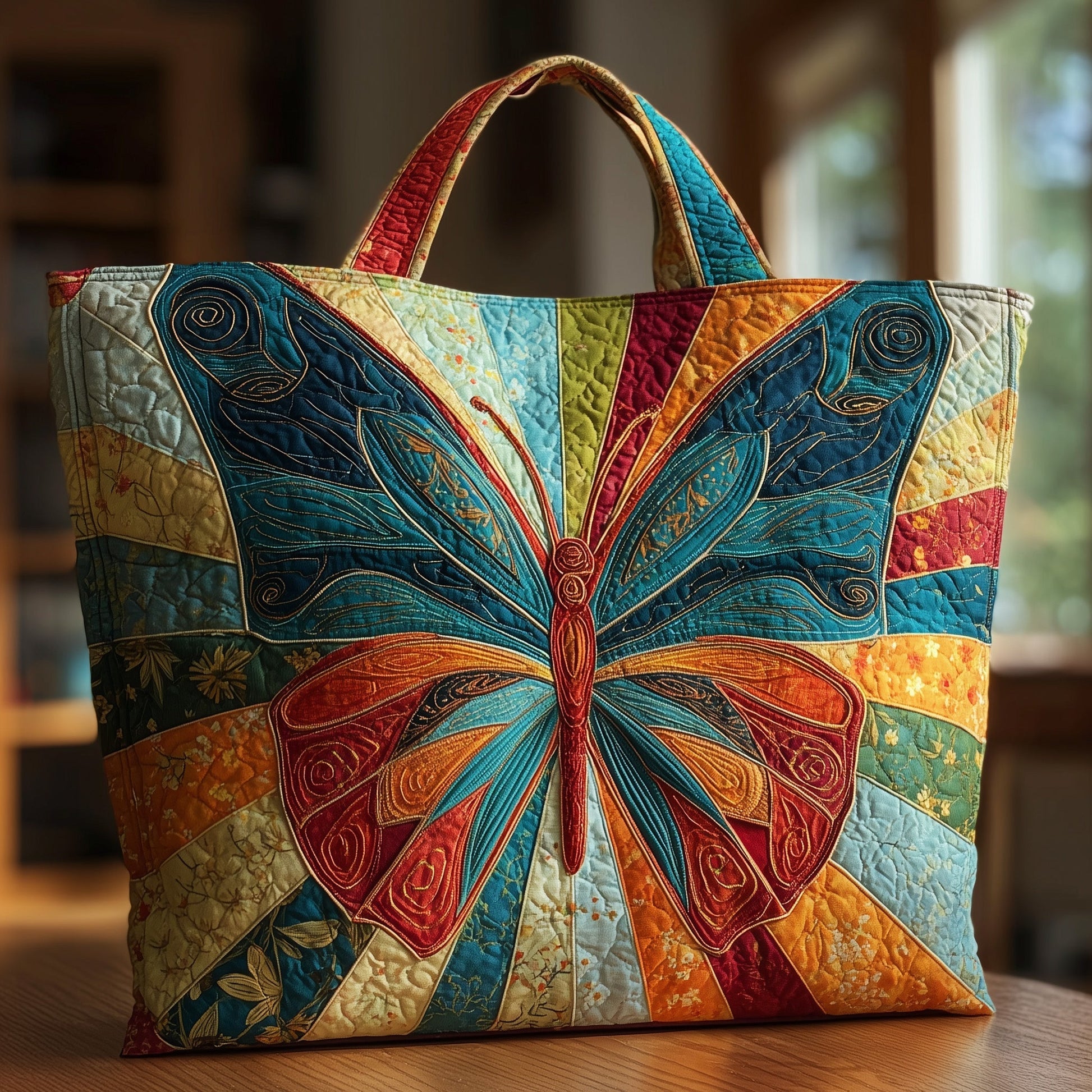 Everyday Colorful Butterfly Quilted Tote