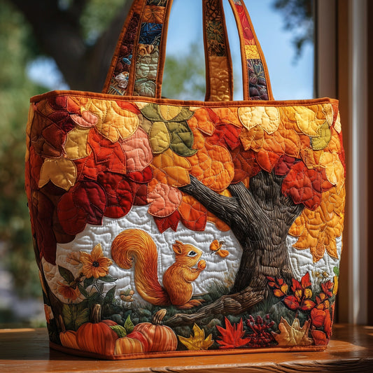 Squirrel Autumn Leaves Tote Bag