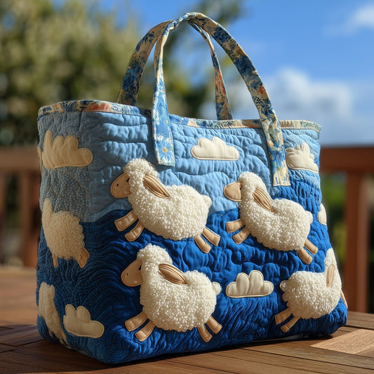 Everyday Sheep Clouds Quilted Tote
