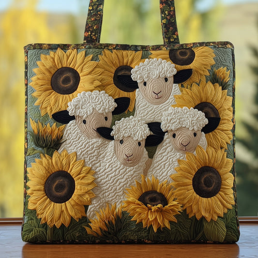Everyday Sheep Sunflowers Quilted Tote