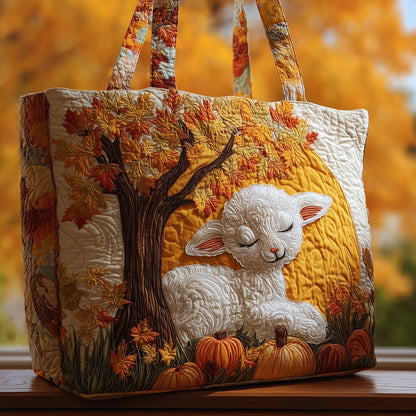 Sleeping Lamb Autumn Leaves Quilted Tote