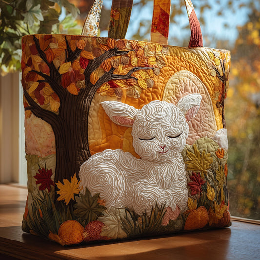 Lamb Autumn Leaves Quilted Tote