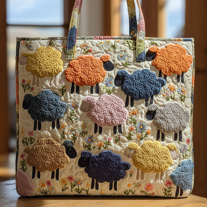 Everyday Colorful Sheep Quilted Tote