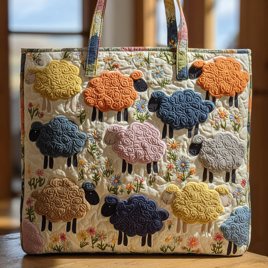 Everyday Colorful Sheep Quilted Tote