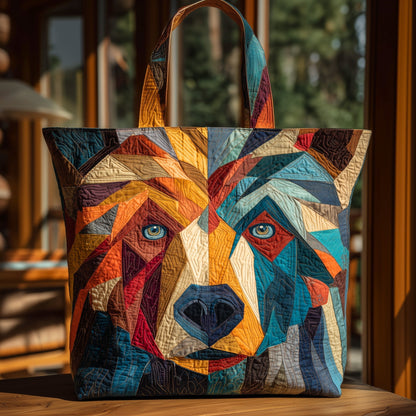 Colorful Bear Face Quilted Tote