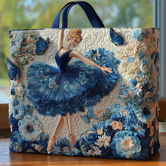 Ballerina Dancer Butterflies Quilted Tote