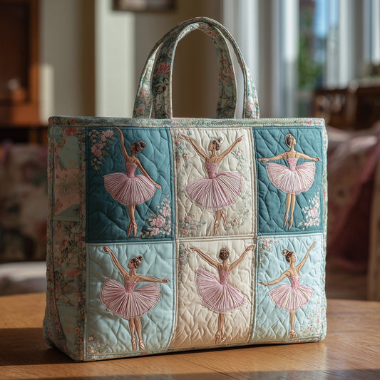 Ballet Dancer Motif Quilted Tote