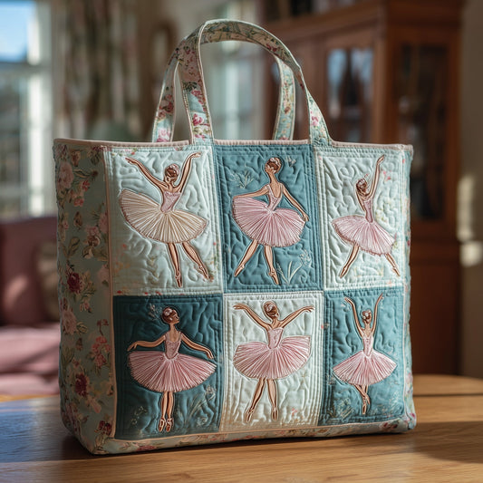 Ballet Dancers Embroidery Quilted Tote