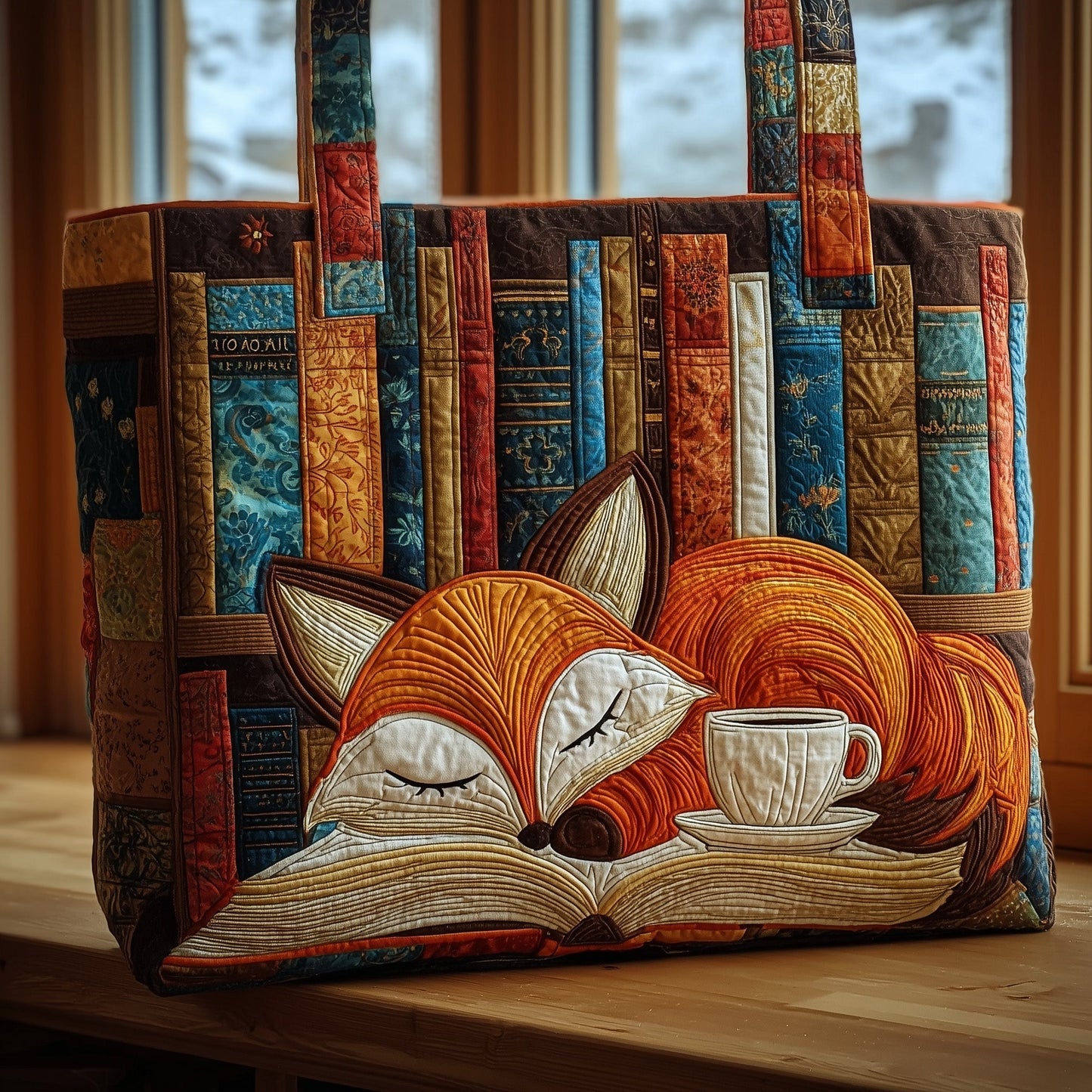 The Fox And Books Quilted Tote