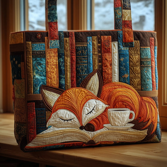 The Fox And Books Quilted Tote