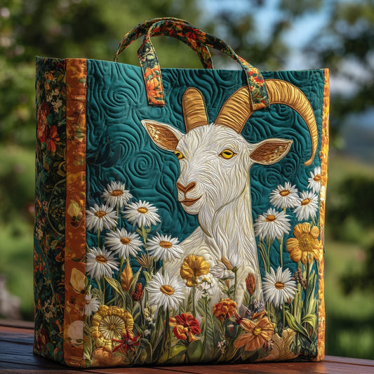 Everyday Goat Wildflowers Quilted Tote