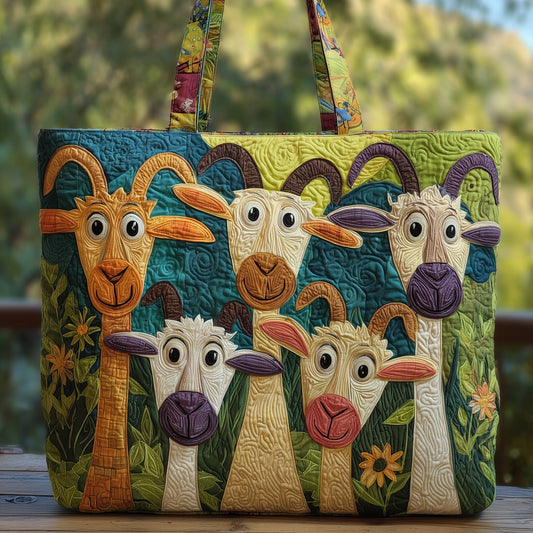 The Cheerful Goat Quilted Tote
