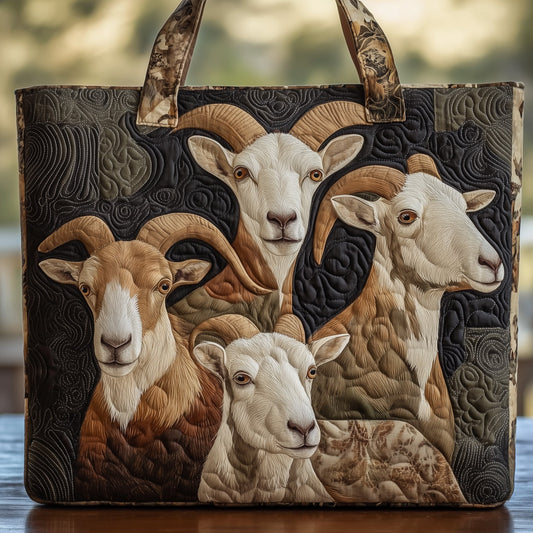 Goat Portrait Artwork Quilted Tote