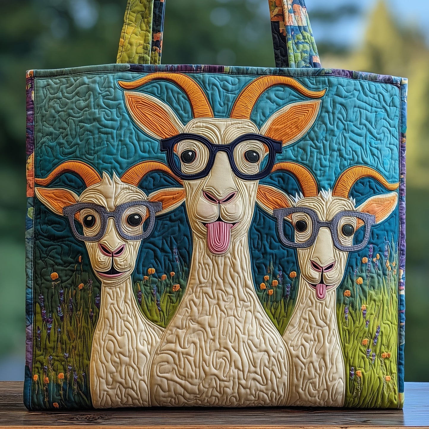 The Playful Goat Quilted Tote