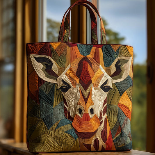 Giraffe Face Artwork Quilted Tote