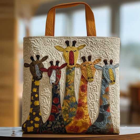 The Giraffe Family Quilted Tote