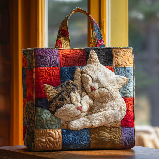 Sleeping Cats Patchwork Quilted Tote