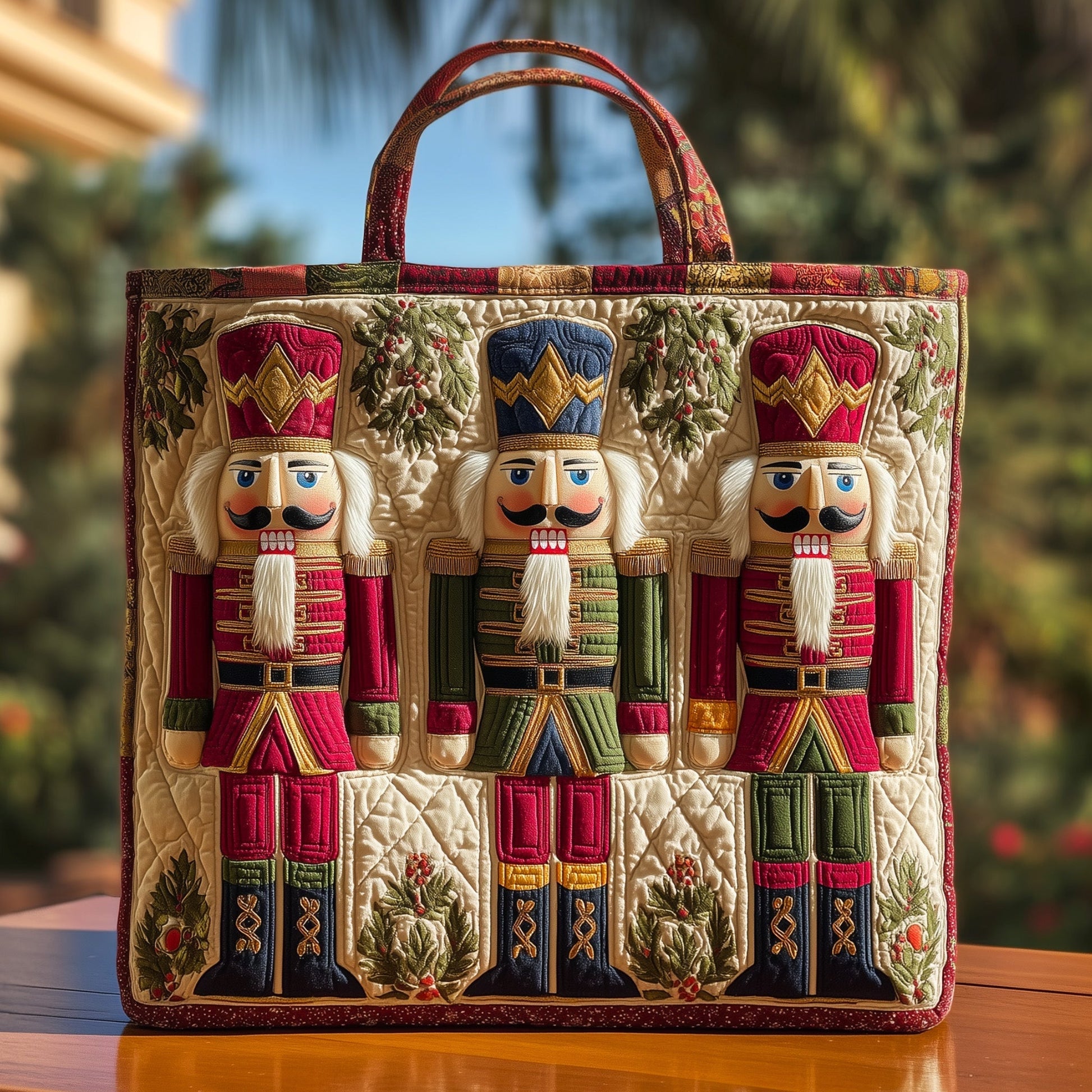 Nutcracker Christmas Figures Quilted Tote
