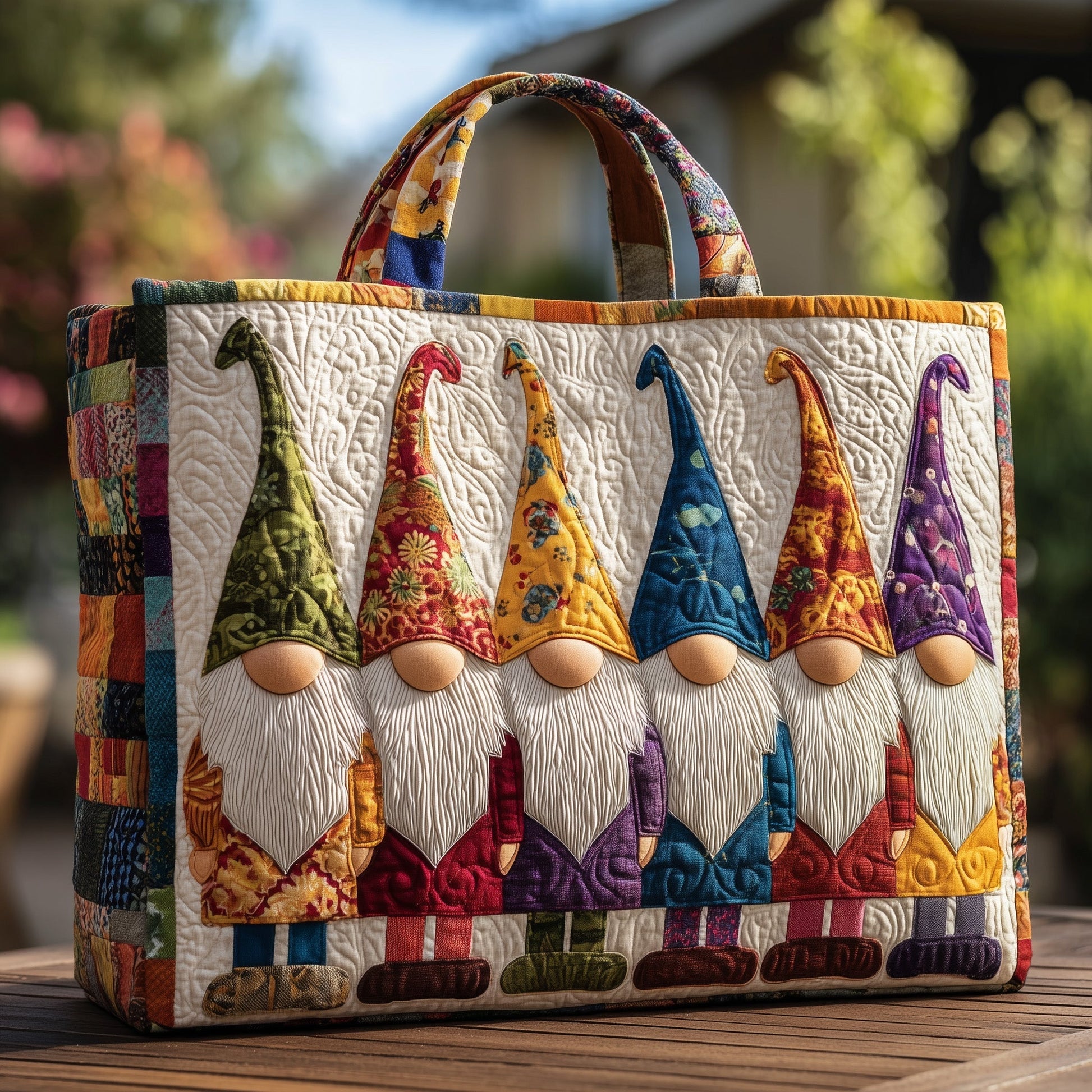 The Colorful Gnome Quilted Tote