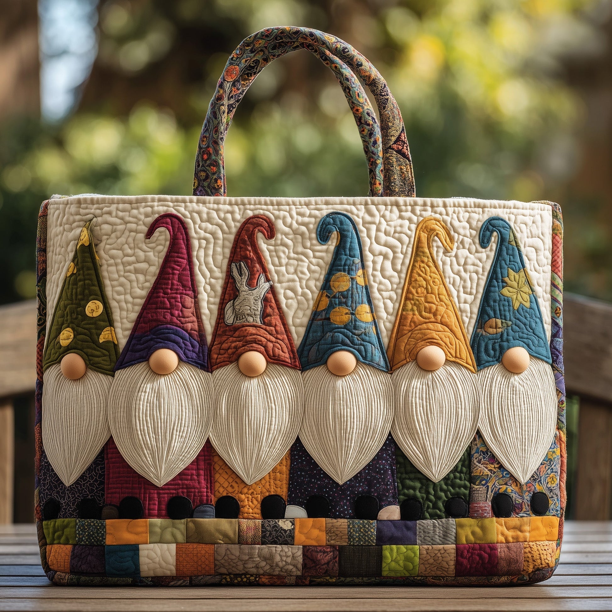The Whimsical Gnomes Quilted Tote
