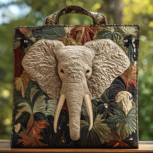 Elephant Jungle Scene Quilted Tote