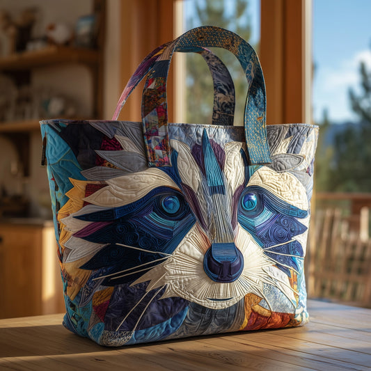 The Forest Raccoon Quilted Tote